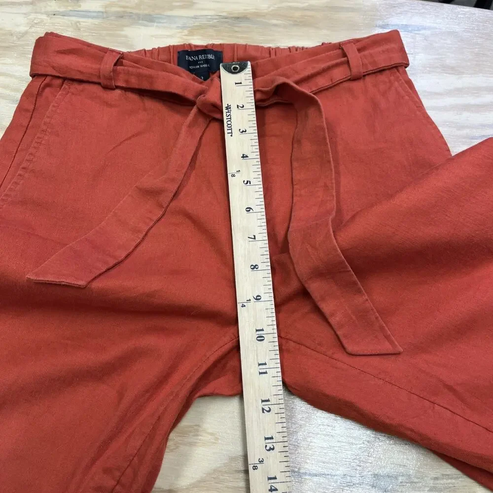 Banana Republic Rowan Wide Leg Crop Pants Linen Blend Womens 2 Boho Preppy